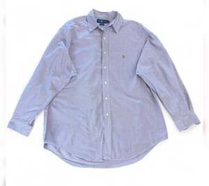 Vintage Ralph Lauren Yarmouth 100% Cotton Oxford Button Down Shirt 16.5-34 Blue